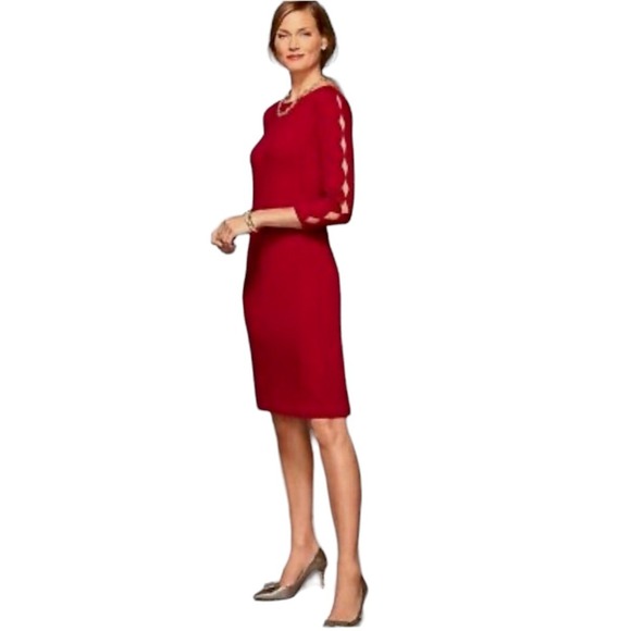 rsvp by Talbots‎ Ponte Knit Dress Size 8 Petite 3/4 Sleeve Cranberry Elegant - Picture 1 of 14